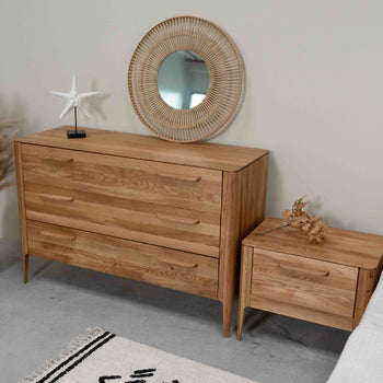 Aparador Cómoda de madera maciza de roble Atlanta, 120 x 46,8 x 78,6 cm. | NordicStory
