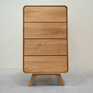 Comoda de madera maciza roble Geneva Cajonera alta con 4 cajones Roble.Store NordicStory