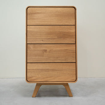 Comoda de madera maciza roble Geneva Cajonera alta con 4 cajones Roble.Store NordicStory