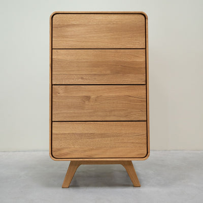 Comoda de madera maciza roble Geneva Cajonera alta con 4 cajones Roble.Store NordicStory