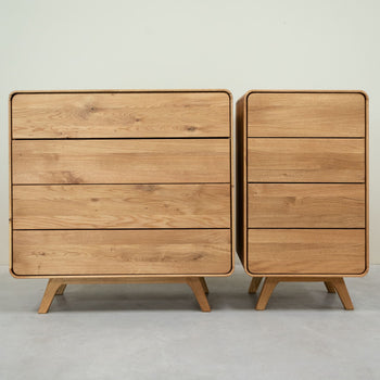 Comoda de madera maciza roble Geneva Cajonera alta con 4 cajones Roble.Store NordicStory