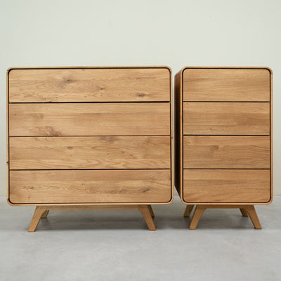 Comoda de madera maciza roble Geneva Cajonera alta con 4 cajones Roble.Store NordicStory