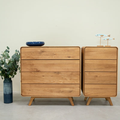 Comoda de madera maciza roble Geneva Cajonera alta con 4 cajones Roble.Store NordicStory
