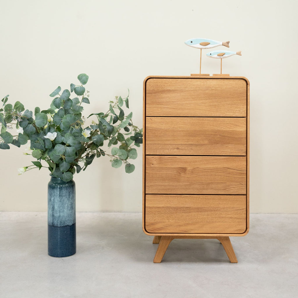 Comoda de madera maciza roble Geneva Cajonera alta con 4 cajones Roble.Store NordicStory