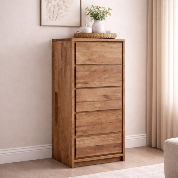 Hohe Kommode aus massivem Oregon-Eichenholz | NordicStory