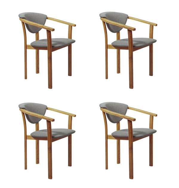 Set van 2 of 4 Alexis eetkamerstoelen, frame van massief eiken, bekleed in Scandinavisch grijs | NordicStory