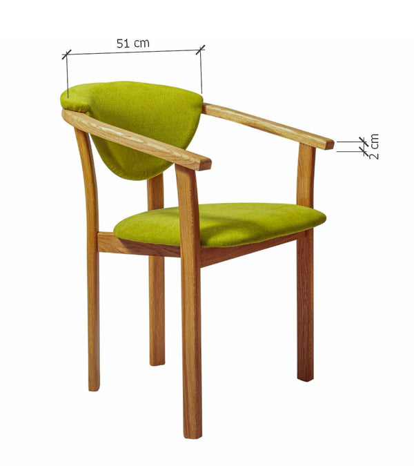 Pack de 2 o 4 Sillas de Comedor Alexis, Estructura de Madera Maciza de Roble, Tapizado en Color Verde Vida | NordicStory