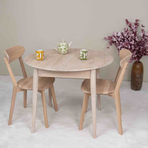 Mesa de comedor redonda y extensible de madera maciza de roble Escandi 3, 100-130 x 100 x 75 cm. | NordicStory