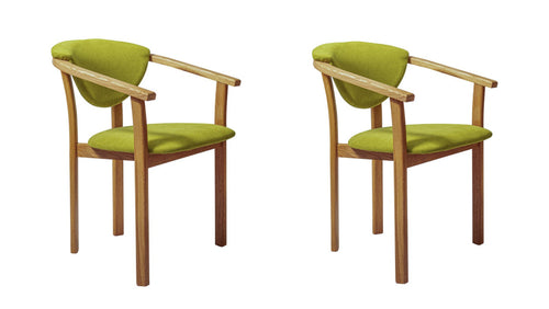 Pack de 2 o 4 Sillas de Comedor Alexis, Estructura de Madera Maciza de Roble, Tapizado en Color Verde Vida | NordicStory