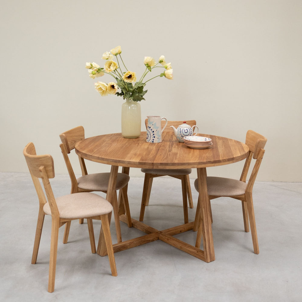 Pack de 2 o 4 Sillas de Comedor de Madera Maciza de Roble Diana Beige | NordicStory