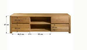Mueble de TV de madera maciza de roble Elsa, 160 x 44 x 47 cm. | NordicStory