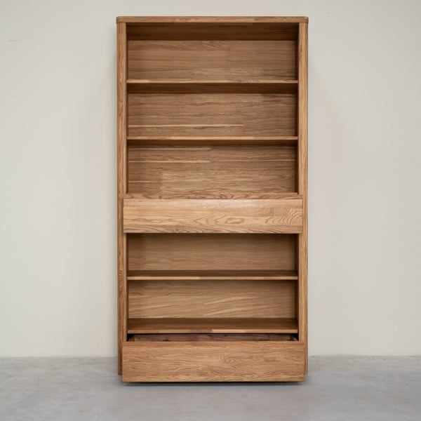 Libreria Scaffale a muro con 2 cassetti in legno massello di rovere Elsa 2 | NordicStory