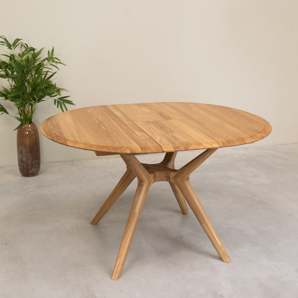 Mesa de comedor redonda y extensible de madera maciza roble Carmen | NordicStory