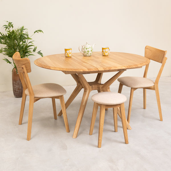 Mesa de comedor redonda y extensible de madera maciza roble Carmen | NordicStory