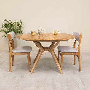 Mesa de comedor redonda y extensible de madera maciza roble Carmen | NordicStory