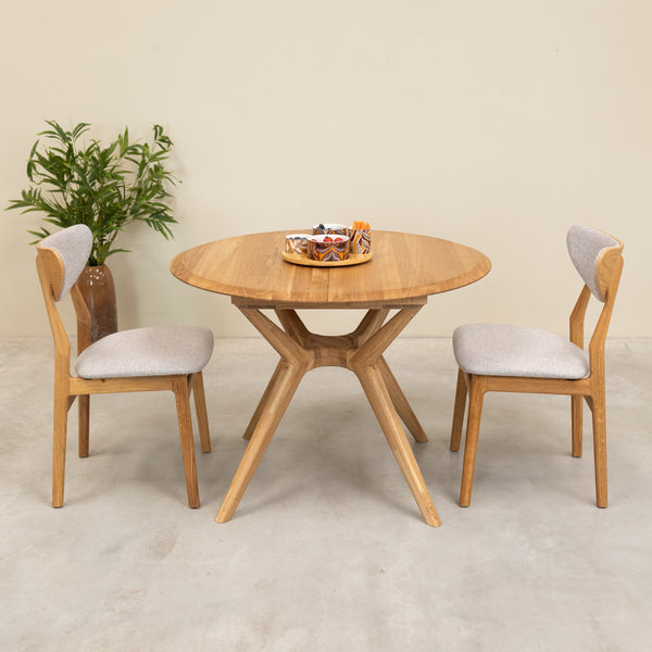 Mesa de comedor redonda y extensible de madera maciza roble Carmen | NordicStory