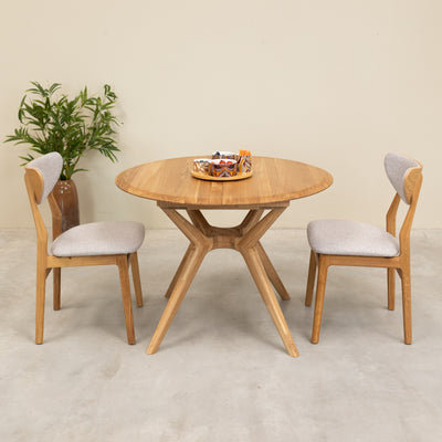 Mesa de comedor redonda y extensible de madera maciza roble Carmen | NordicStory