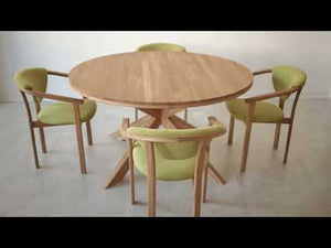 Mesa de comedor redonda y extensible de madera maciza de roble Holger | NordicStory