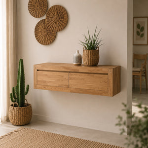 Schwimmende Sideboard-Konsole aus massiver Eiche Sven | NordicStory