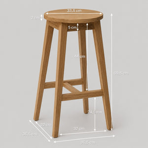 Set of 2 Diana Solid Oak Bar Stools | NordicStory