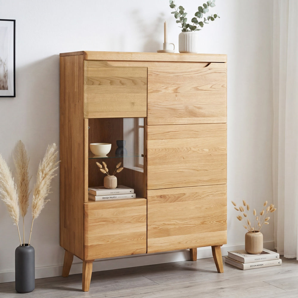 Vitrinenschrank aus massiver Eiche „Milan 3“ | NordicStory