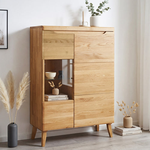 Vitrinenschrank aus massiver Eiche „Milan 3“ | NordicStory