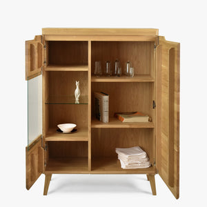 Vitrinenschrank aus massiver Eiche „Milan 3“ | NordicStory