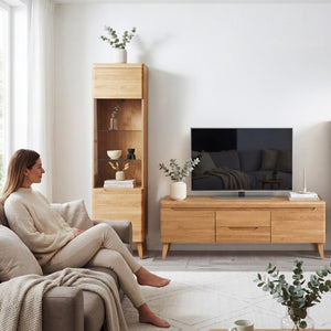 Vitrinenschrank aus massiver Eiche „Milan 1“ | NordicStory