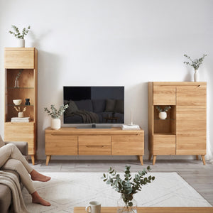 Vitrinenschrank aus massiver Eiche „Milan 1“ | NordicStory