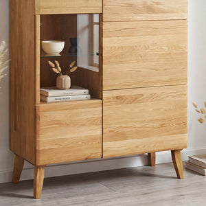 Vitrinenschrank aus massiver Eiche „Milan 3“ | NordicStory