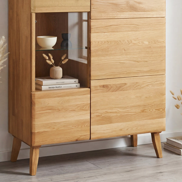 Vitrinenschrank aus massiver Eiche „Milan 3“ | NordicStory