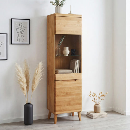 Vitrinenschrank aus massiver Eiche „Milan 1“ | NordicStory