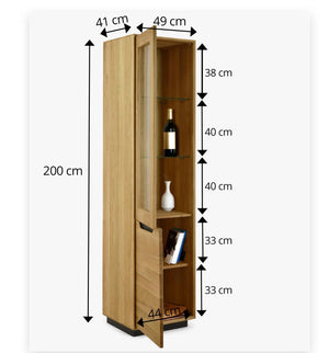 Vitrinekast van massief eikenhout Bremen 1 | NordicStory