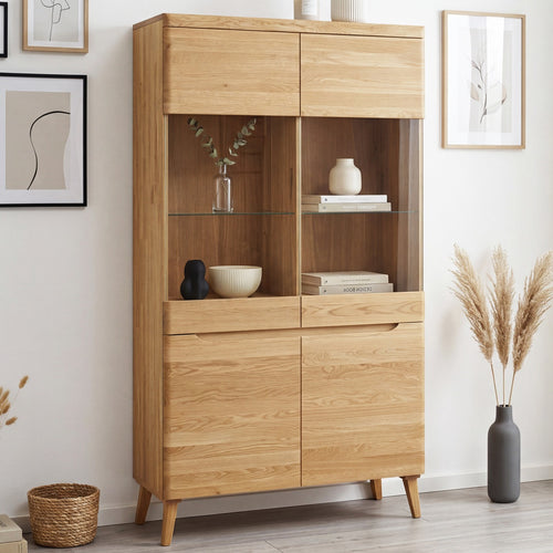 Vitrinenschrank aus massiver Eiche „Milan 2“ | NordicStory