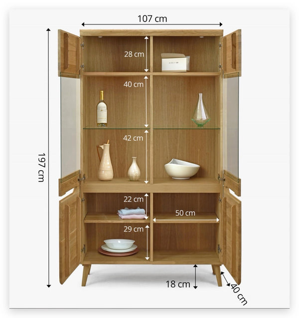 Vitrinenschrank aus massiver Eiche „Milan 2“ | NordicStory