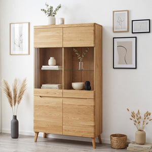 Vitrinenschrank aus massiver Eiche „Milan 2“ | NordicStory