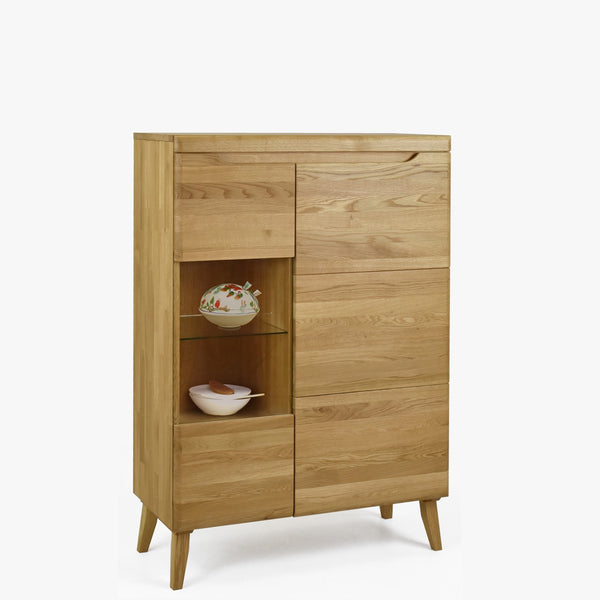Vitrinenschrank aus massiver Eiche „Milan 3“ | NordicStory