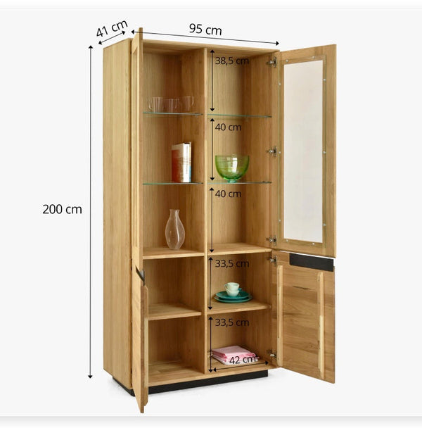 Vitrinekast van massief eikenhout Bremen 2 | NordicStory