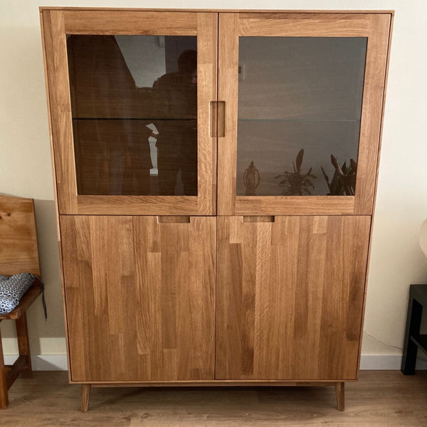 NordicStory Armario Vitrina de madera maciza de roble