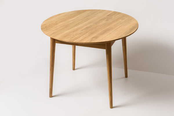 NordicStory Mesa de comedor redonda y extensible de madera maciza de roble  93-123 x 93 x 75 cm.