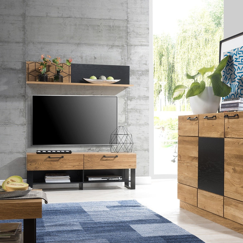 LoftStory Mueble de TV de madera de roble diseno industrial nordico