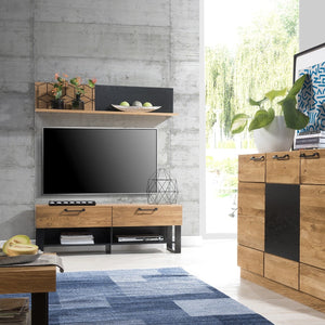 LoftStory Mueble de TV de madera de roble diseno industrial nordico