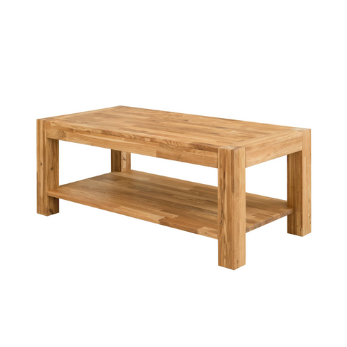 Deco wood Mesa de centro redonda de madera maciza acabado roble oscuro de 60cm