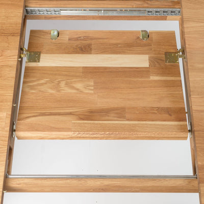 NordicStory Mesa de comedor de madera maciza de roble extensible "France" 120-160 x 80 x 75 cm.