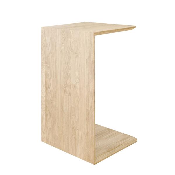 Mesa de noche en forma C de madera de roble macizo nordico