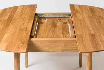 NordicStory mesa de comedor extensible Scandi 100-130cm madera maciza roble 100 natural blanqueado