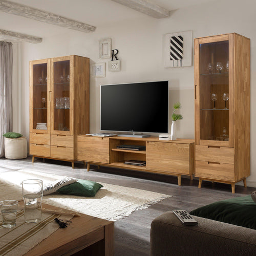 NordicStory Armario Vitrina de madera maciza de roble