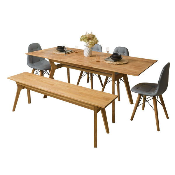 NordicStory Banco de madera maciza de roble Harold 140 x 40 x 45 cm.