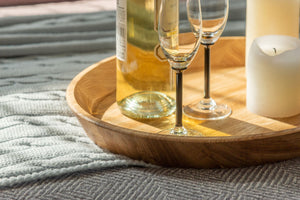NordicStory Bandeja decorativa redonda de madera maciza roble Info Draft
