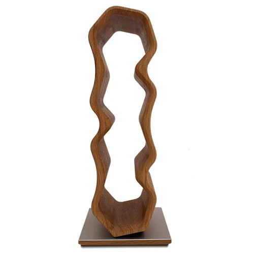 Botellero hecho a mano de roble AWRY 2.0, puesto de vinos para 4 botellasRoble.Store